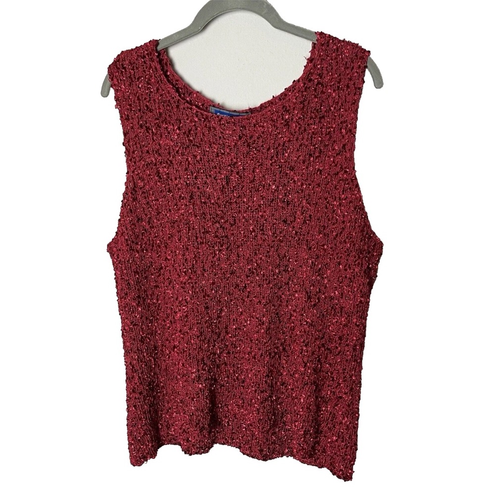 Austin Reed Sleeveless Top Size XL Silk Blend Red Stretch Casual Dressy Holiday